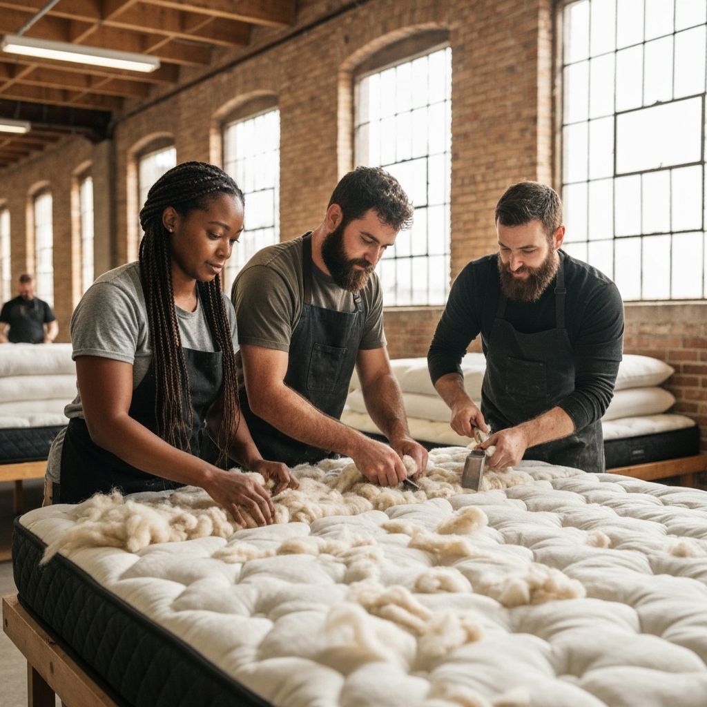 Avocado mattress being hand-tufted at the Los Angeles factory