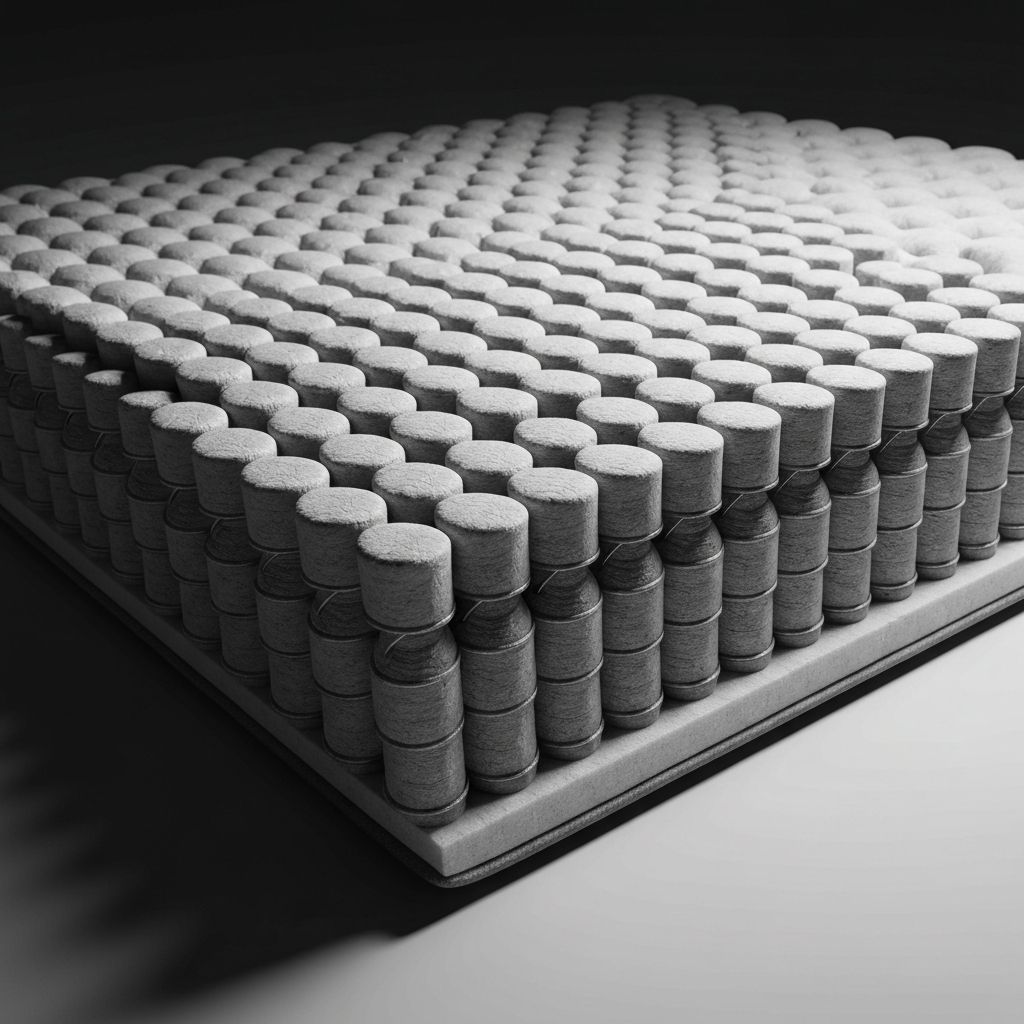 Cross-section of Avocado's individually wrapped pocketed coil system with 5 ergonomic support zones